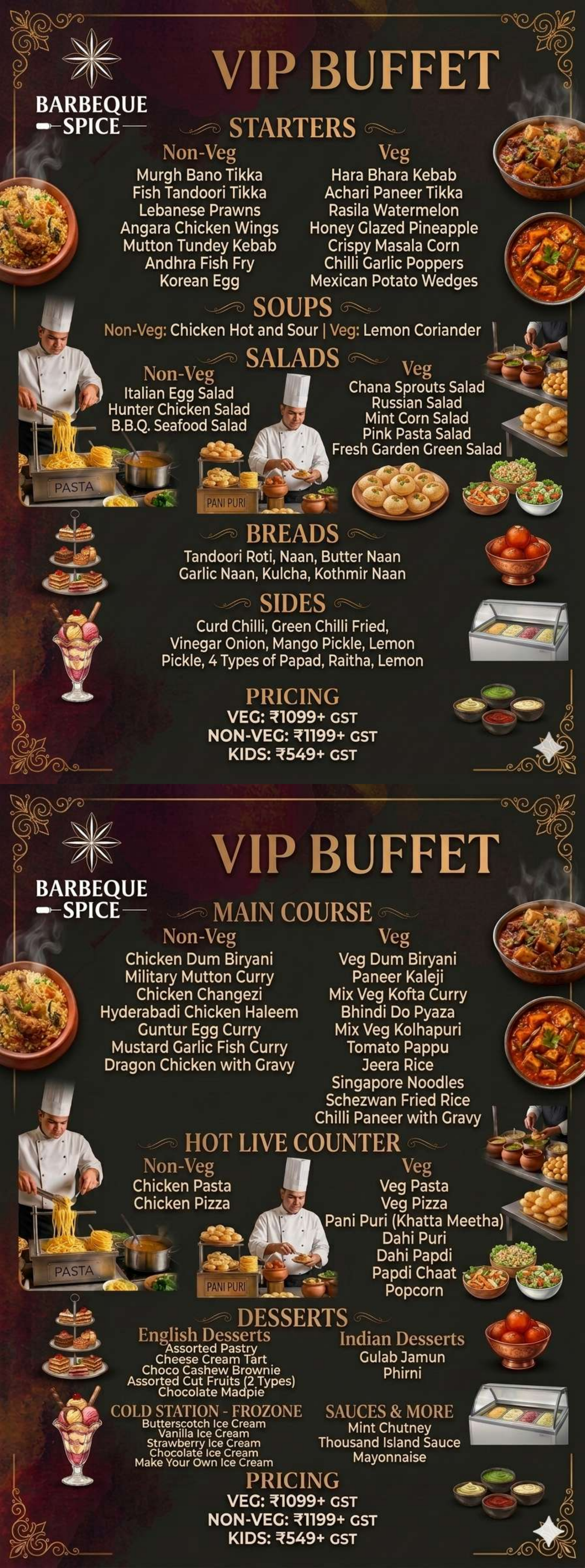 VIP Buffet menu