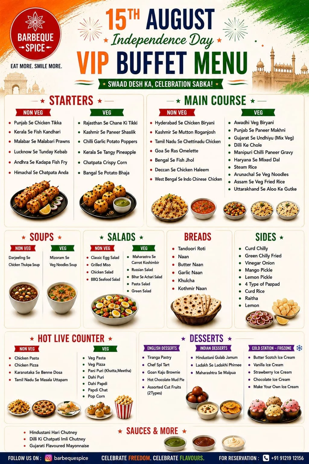 VIP Buffet menu