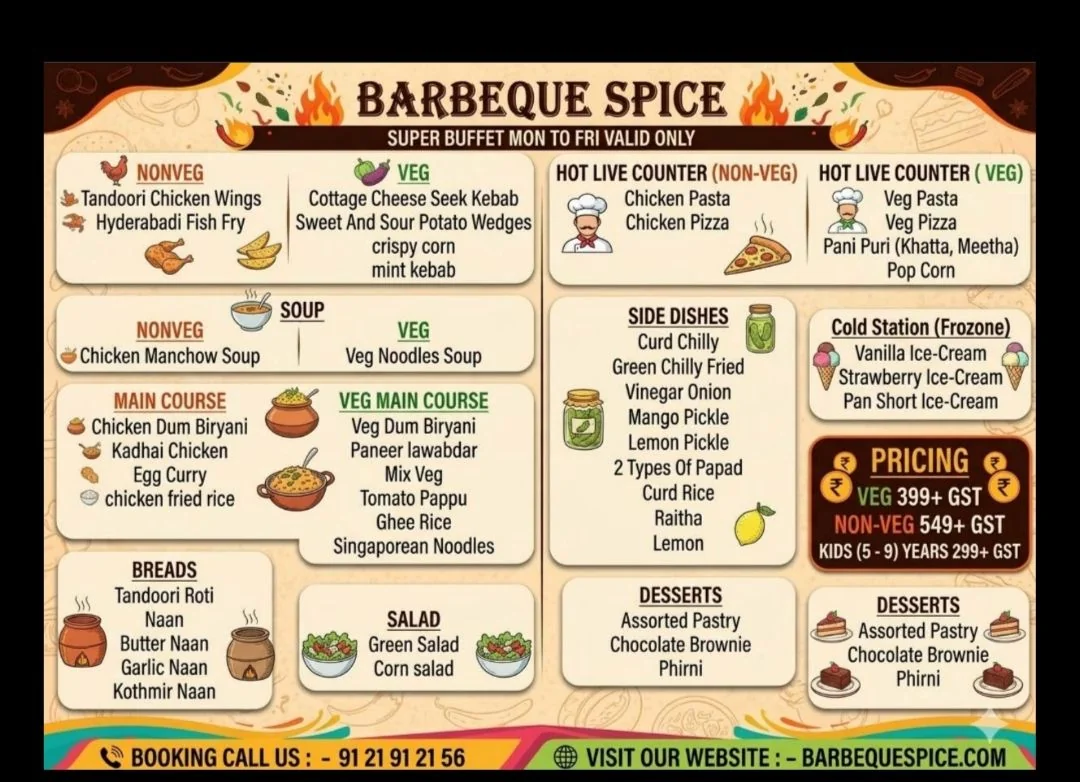 Super Buffet menu card